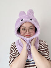 PREORDER Yokai bunny hood winter hat (lilac)
