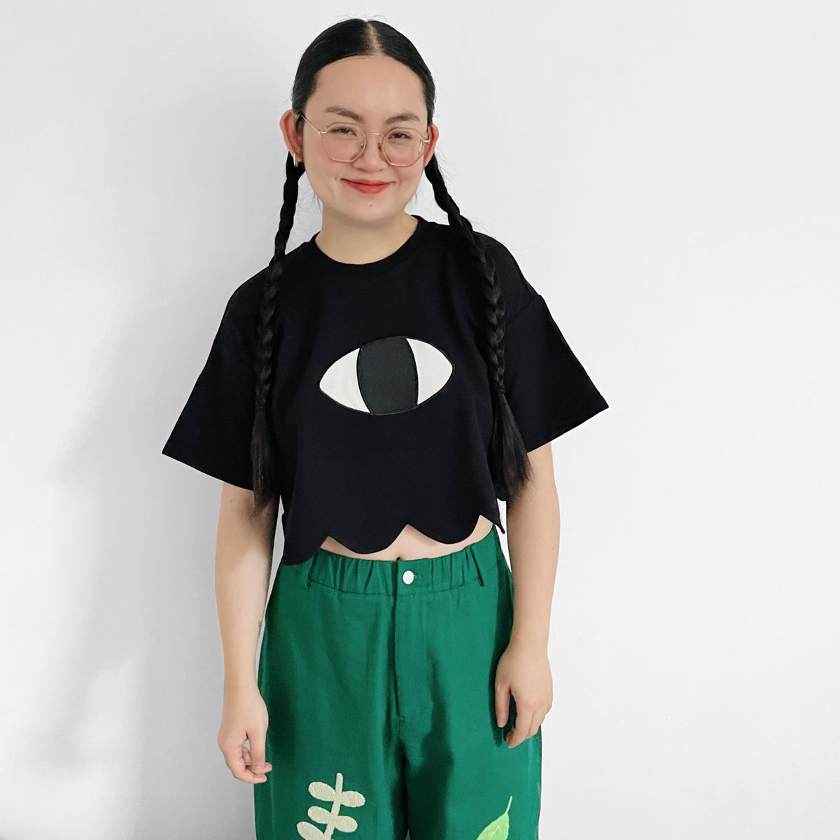 30% OFF BOO! Yokai Scallop Hem Cropped T-shirt