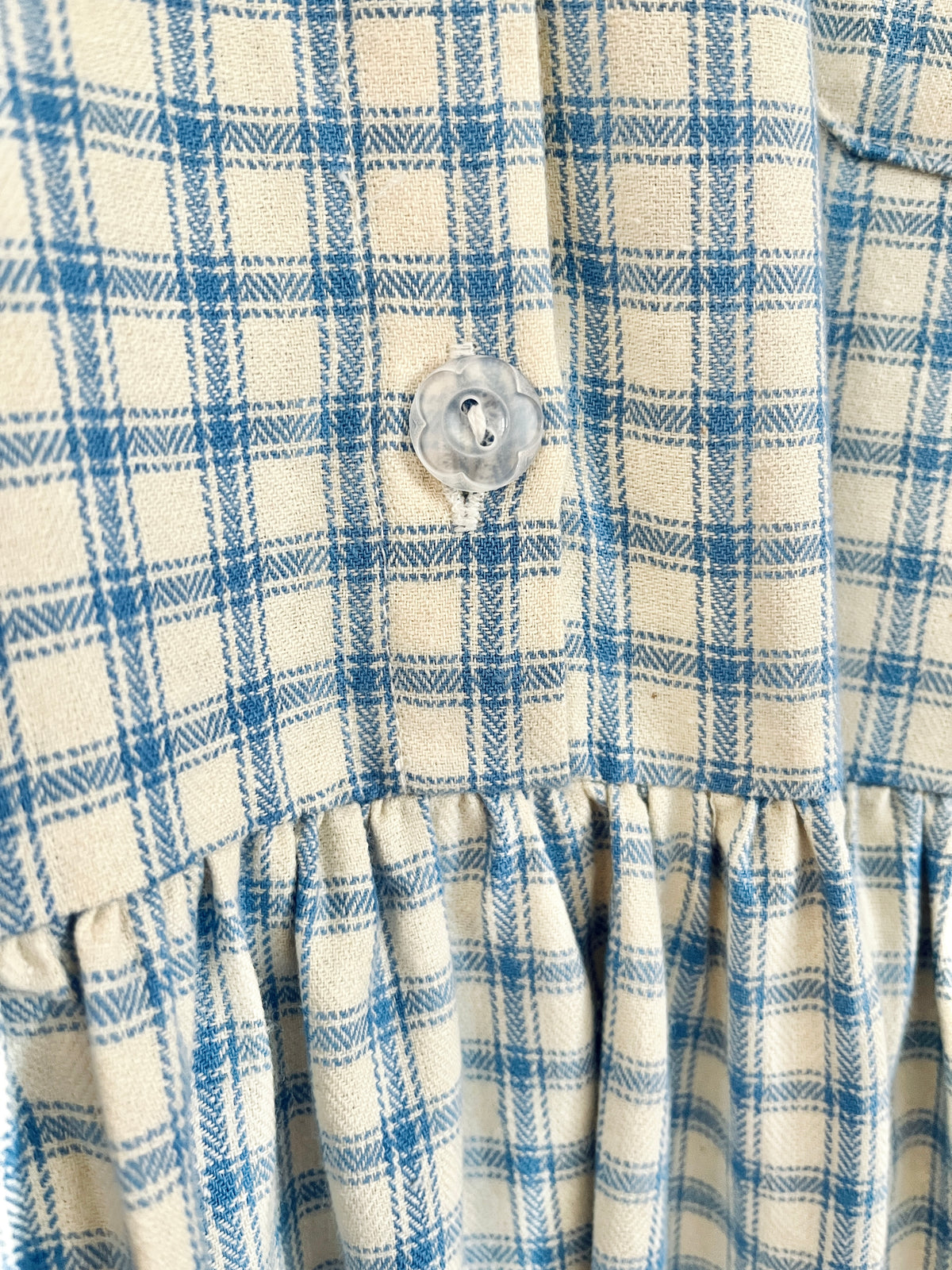 Percy midi dress - cream/blue check on Herringbone 🪻🐝