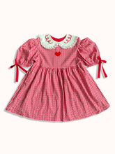 PREORDER - Marissa dress ❤️Ponyo inspired puffer sleeve bubble gingham dress with Peter Pan collar and velvet heart patchwork