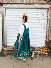 MORI mushroom greenery embroidered apron dress