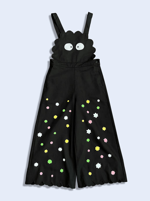 PREORDER - Susuwstari cotton twill overalls with Konpeito (star shaped candy) embroidery details