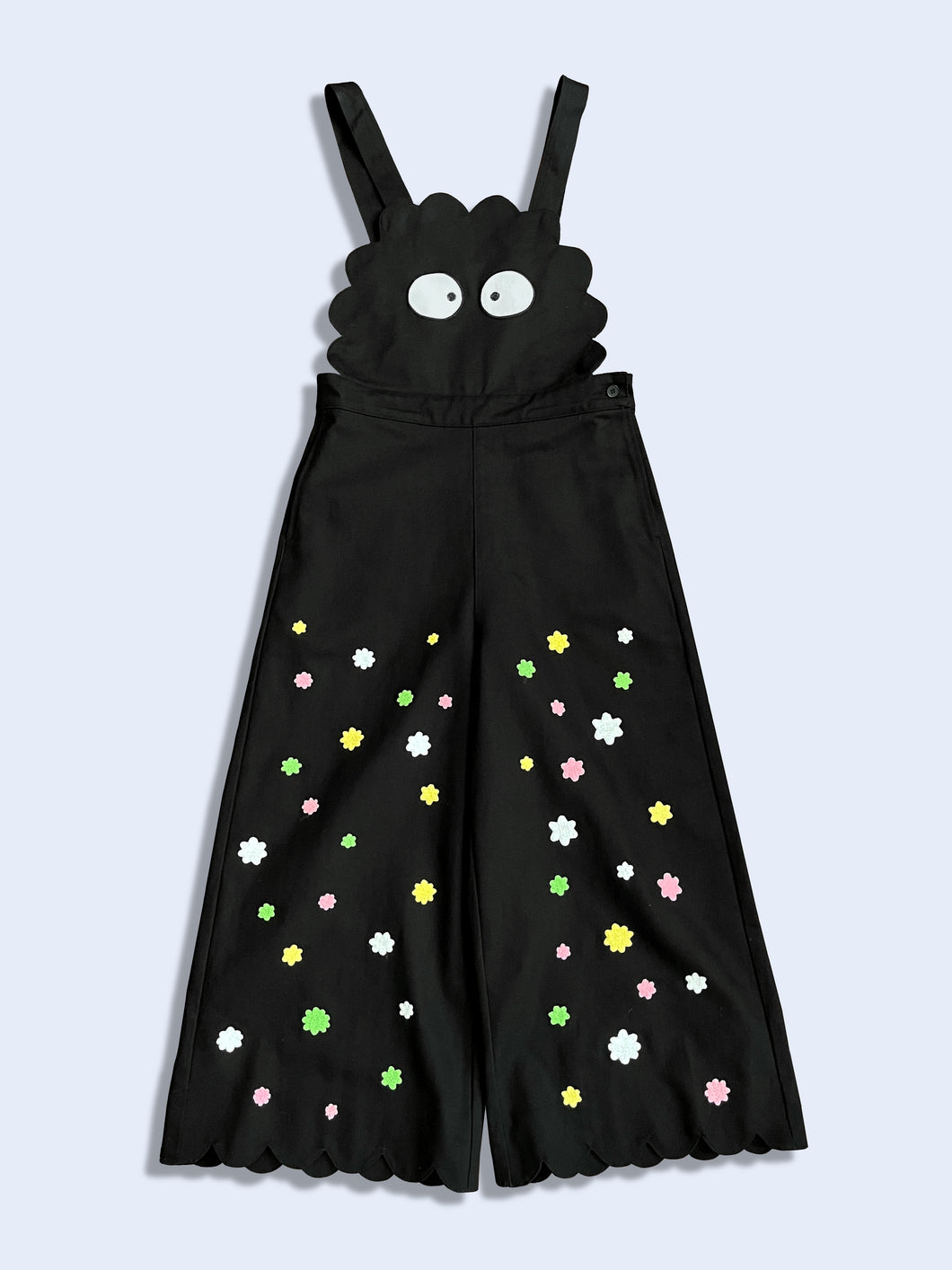 PREORDER - Susuwstari cotton twill overalls with Konpeito (star shaped candy) embroidery details