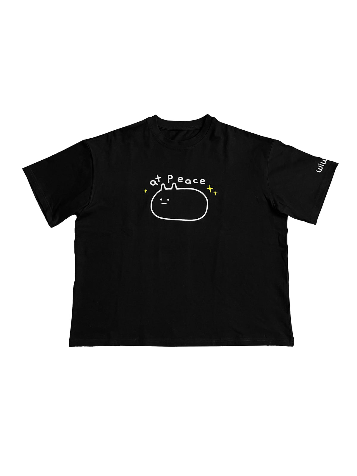 50% OFF At Peace Cat Embroidered Short Sleeve Oversized Unisex Cotton T-Shirt