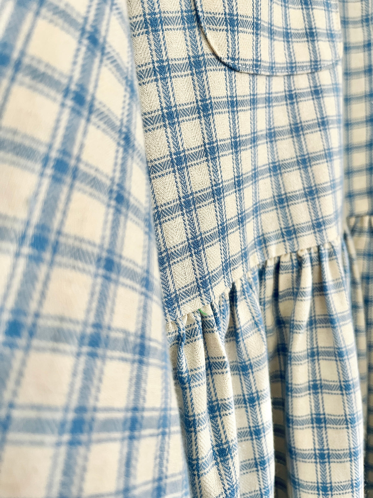 Percy midi dress - cream/blue check on Herringbone 🪻🐝