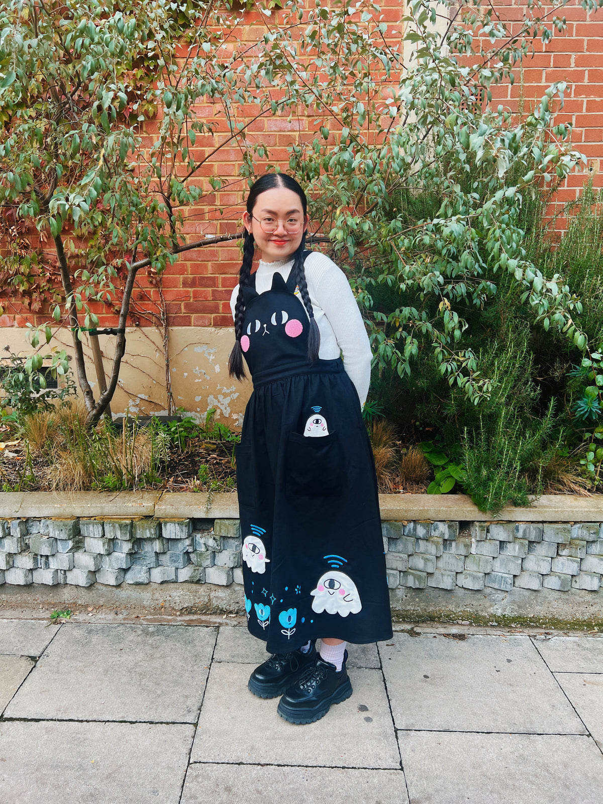 50% OFF Naomi black cat ghostie town maxi apron dress