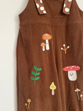 PREORDER Mushroom embroidered high waisted wide leg overalls