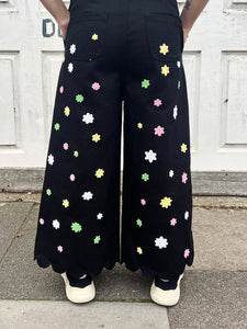 PREORDER - Susuwstari cotton twill overalls with Konpeito (star shaped candy) embroidery details