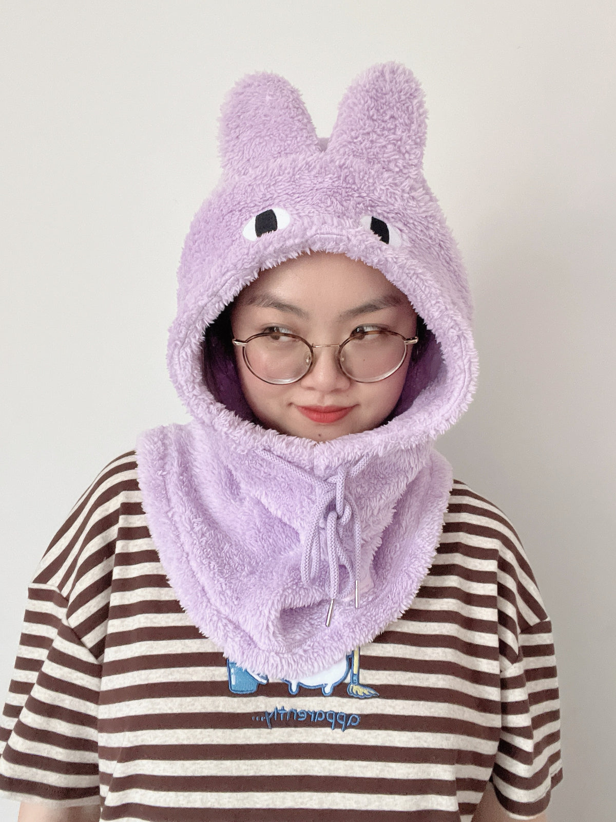Yokai Bunny Hood Lilac Winter Hat