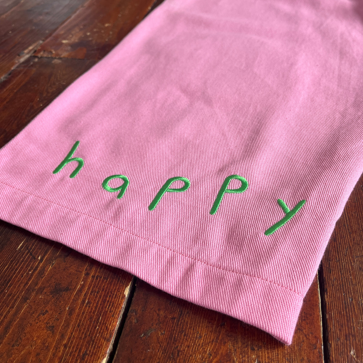 50% OFF Happy Bunny Embroidered Straight Leg Cotton Twill Pants