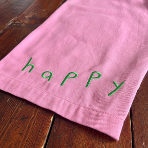 Happy bunny embroidered straight leg cotton pants