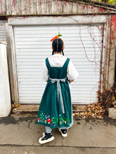 MORI mushroom greenery embroidered apron dress