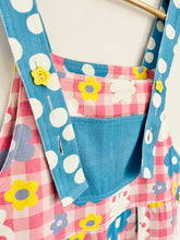 PREORDER Happy bunny floral pattern high waisted wide leg overalls