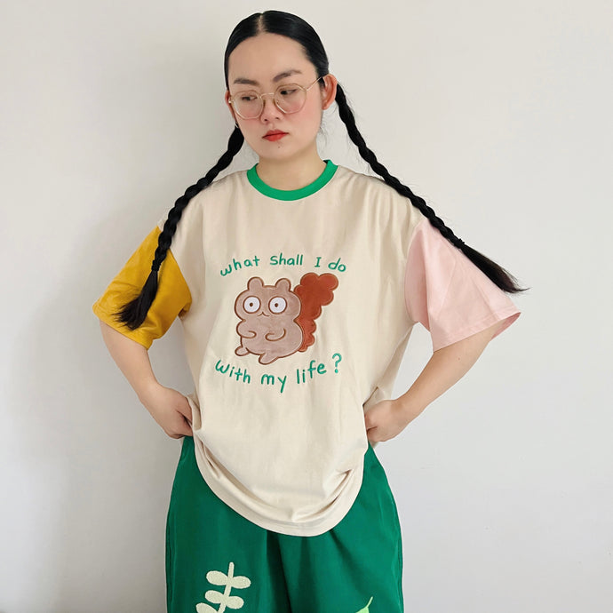 Squirrel “What shall I do with my life” oversize boxy cotton tee 🐿️🌰