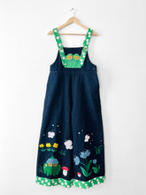 PREORDER Toadveralls - high waisted denim overalls with forest details