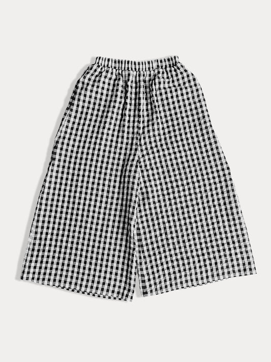 YAMI Black gingham wide leg pants