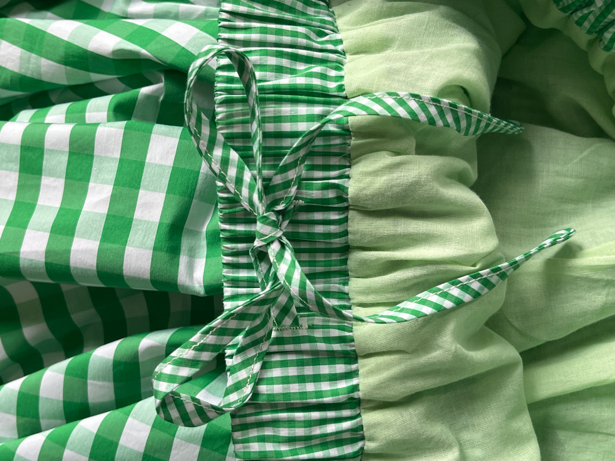 Happy Bunny Green Gingham Bubble Maxi Skirt