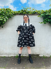 Yokai eye pattern puff sleeve smock dress