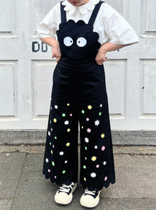 PREORDER - Susuwstari cotton twill overalls with Konpeito (star shaped candy) embroidery details