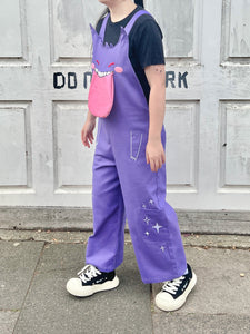 PREORDER - BOO! 👻Cotton twill purple overalls