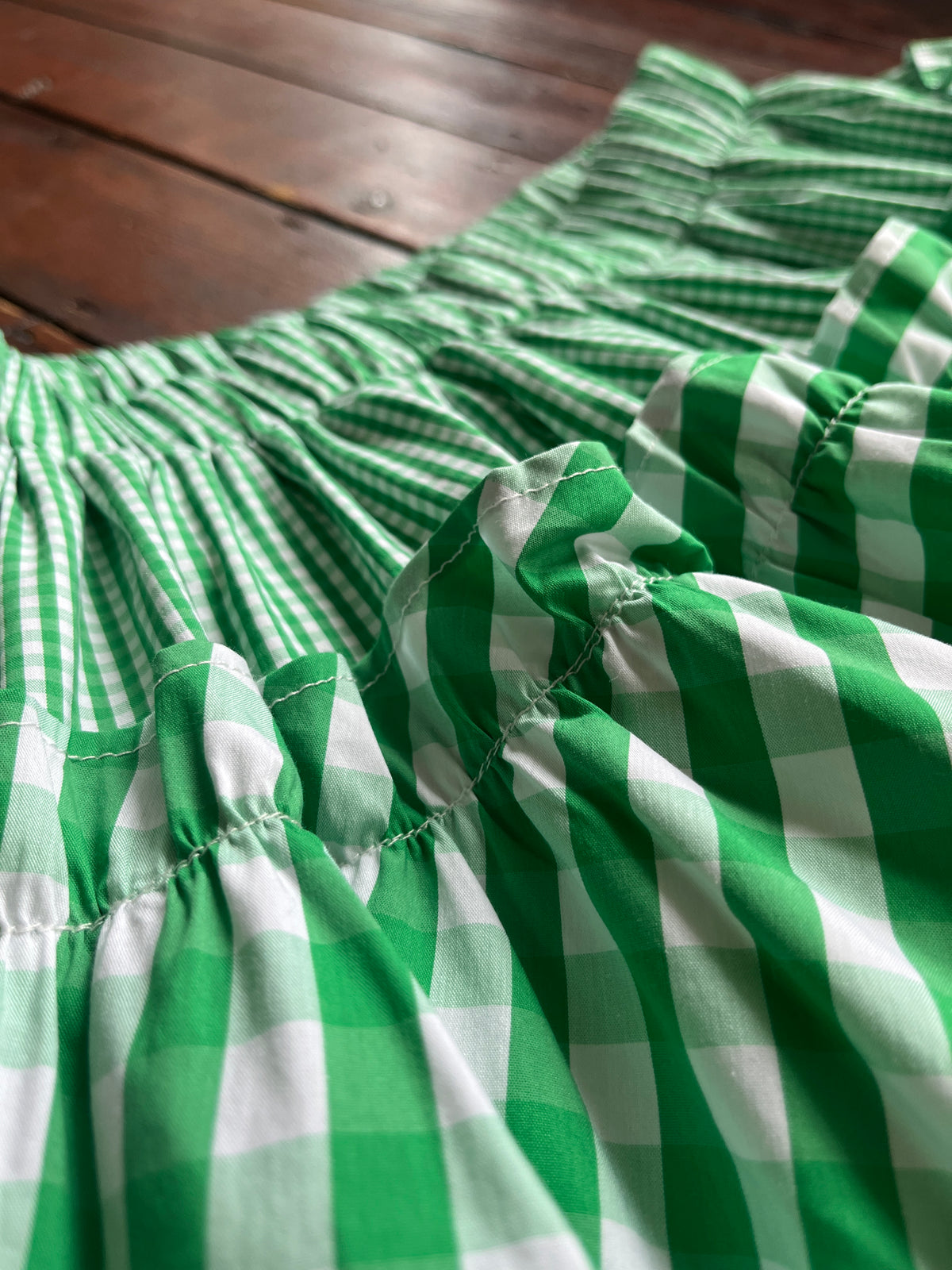 Happy Bunny Green Gingham Bubble Maxi Skirt