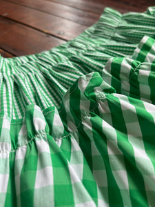 Happy bunny green gingham bubble maxi skirt