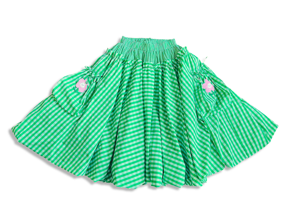 Happy Bunny Green Gingham Bubble Maxi Skirt