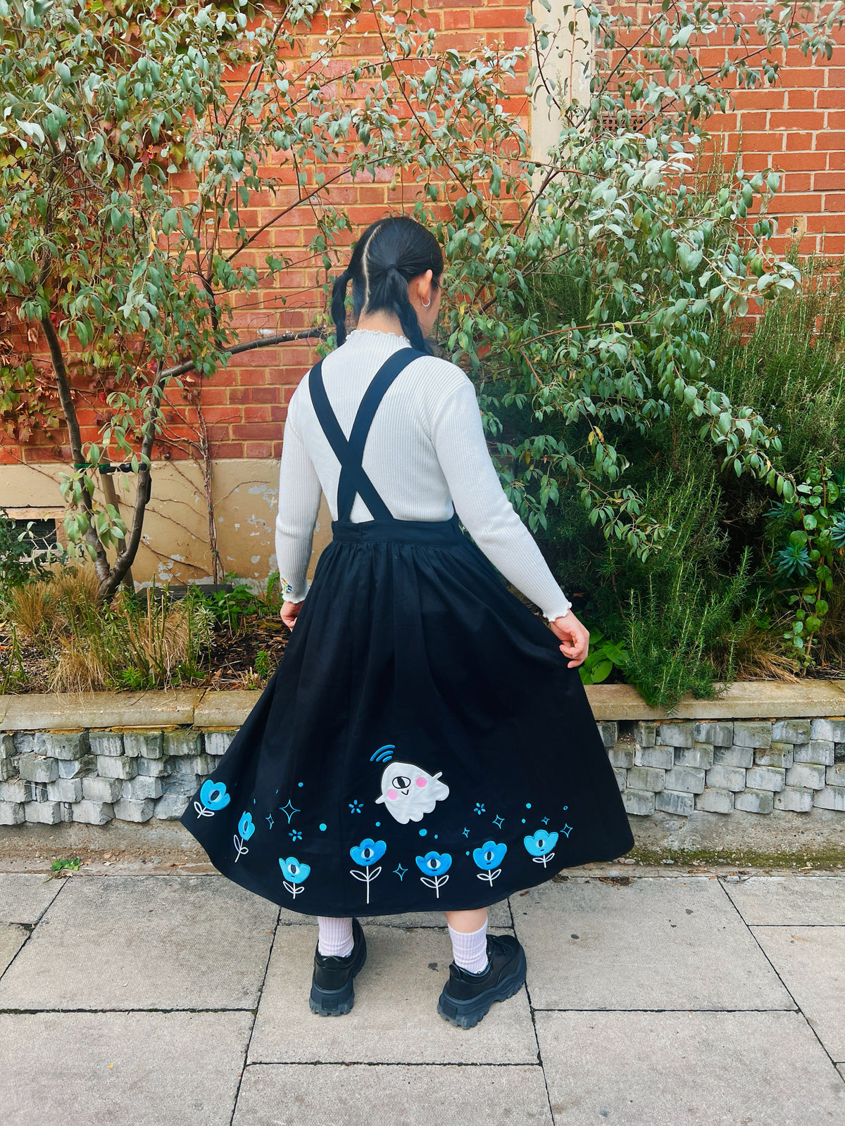 50% OFF Naomi black cat ghostie town maxi apron dress