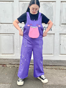 PREORDER - BOO! 👻Cotton twill purple overalls