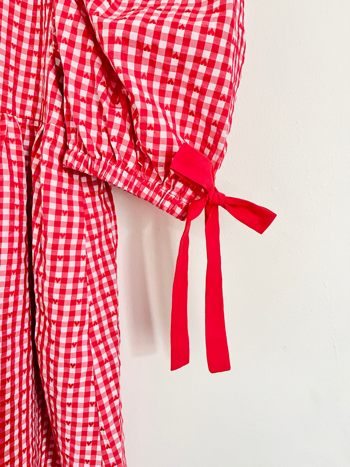 Marissa dress ❤️ Ponyo inspired puff-sleeve bubble gingham dress with Peter Pan collar and velvet heart patchwork