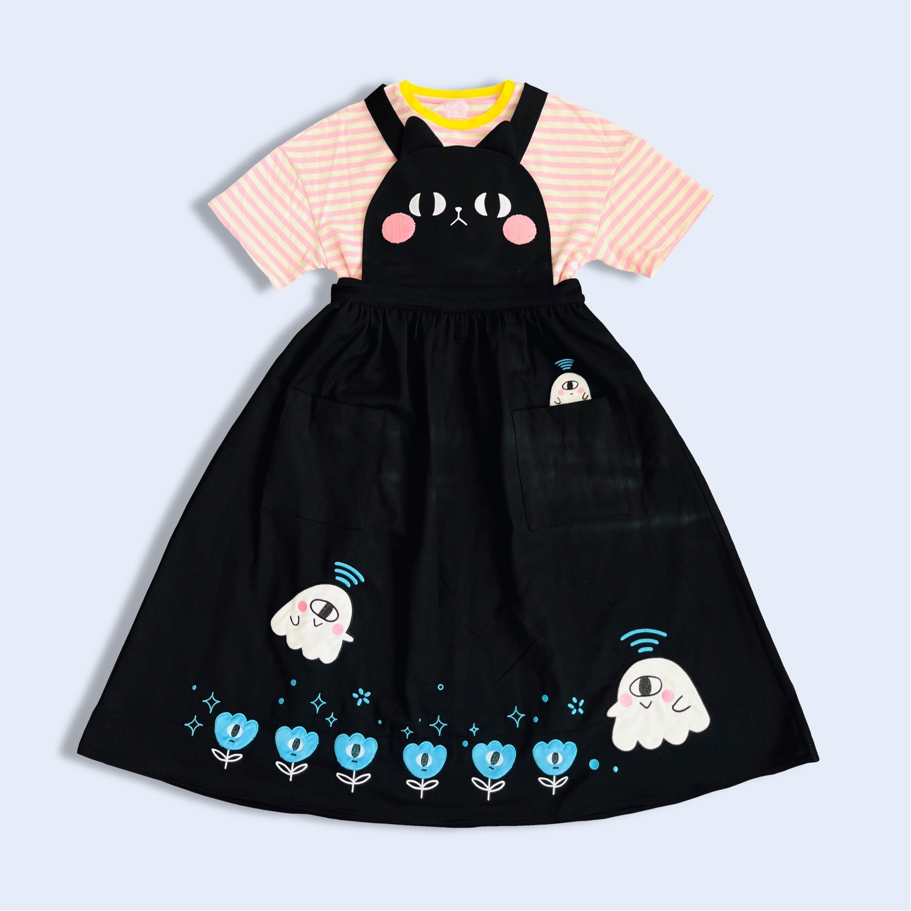 Naomi black cat ghostie town maxi apron dress – Yoyo The Ricecorpse