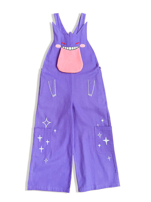 PREORDER - BOO! 👻Cotton twill purple overalls