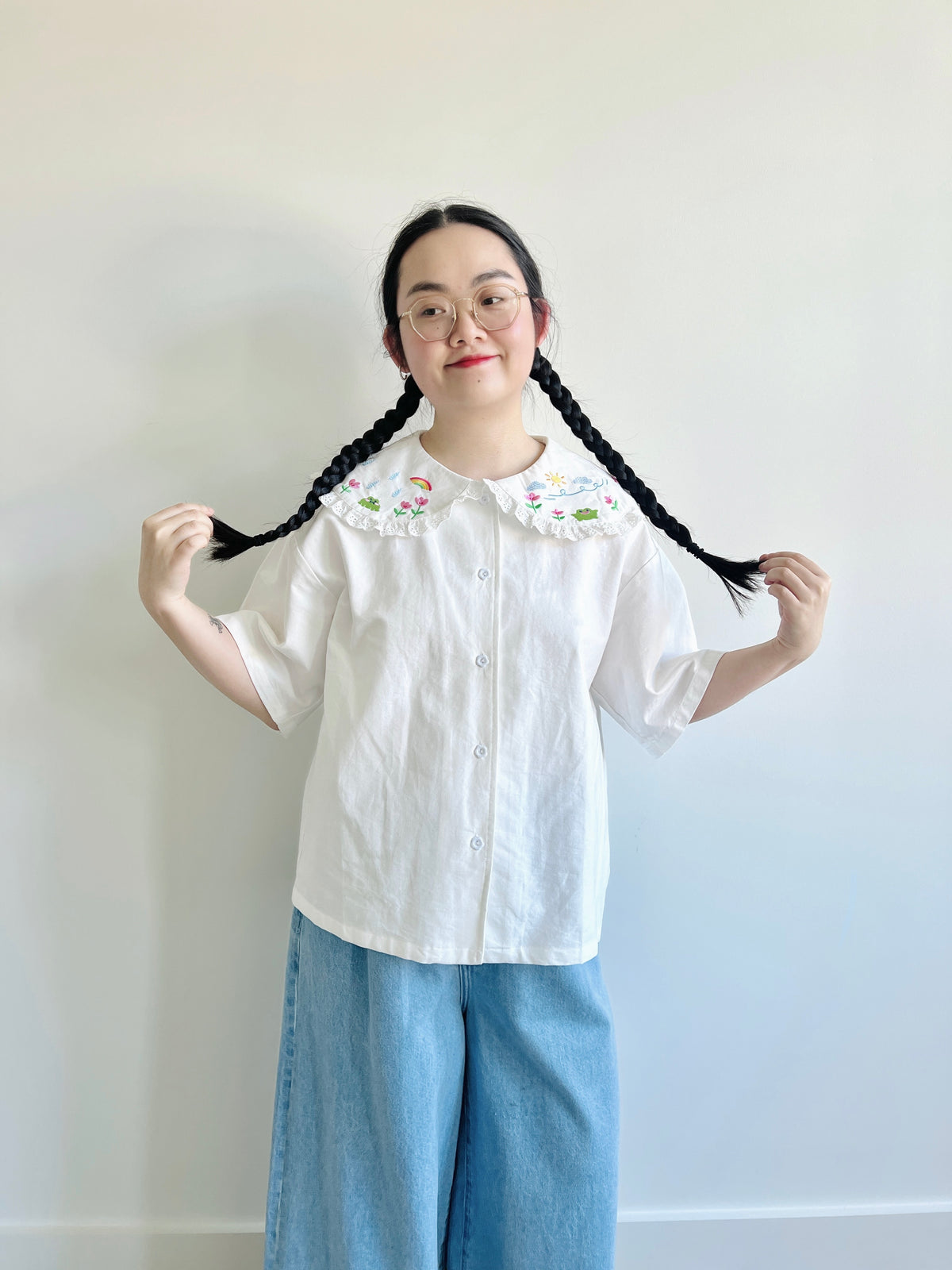Let It Rain 🐸🌧️🌈 Big Collar Oversize Shirt