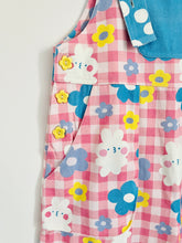 PREORDER Happy bunny floral pattern high waisted wide leg overalls