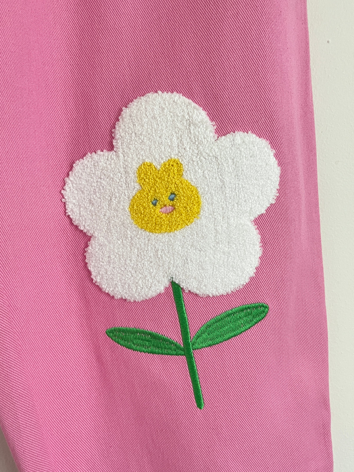 50% OFF Happy Bunny Embroidered Straight Leg Cotton Twill Pants