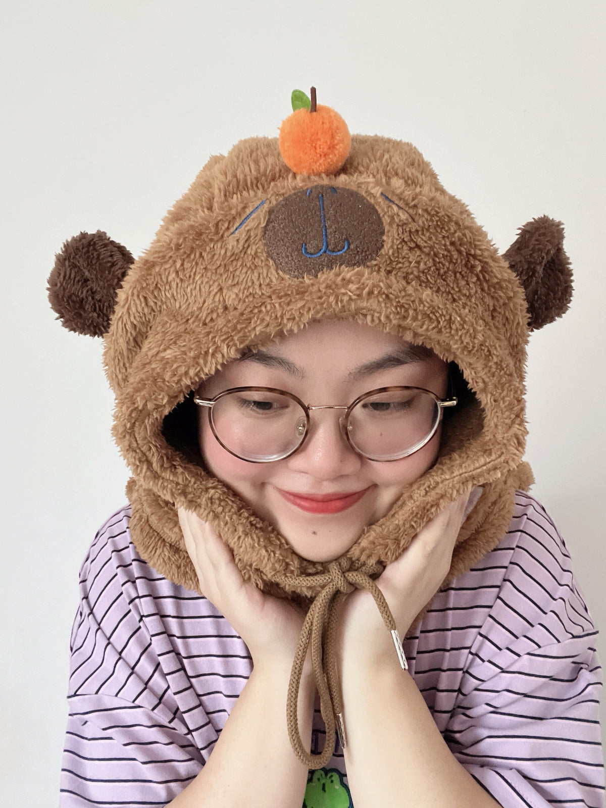 Capybara Hood Brown Winter Hat