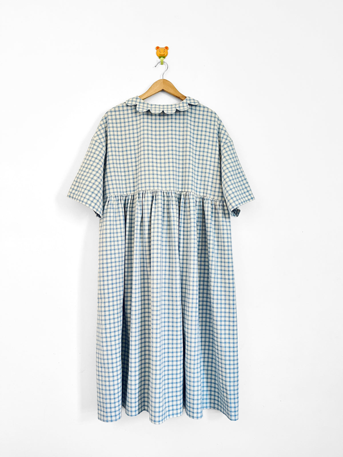 Percy midi dress - cream/blue check on Herringbone 🪻🐝