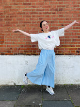 SORA blue gingham wide leg pants