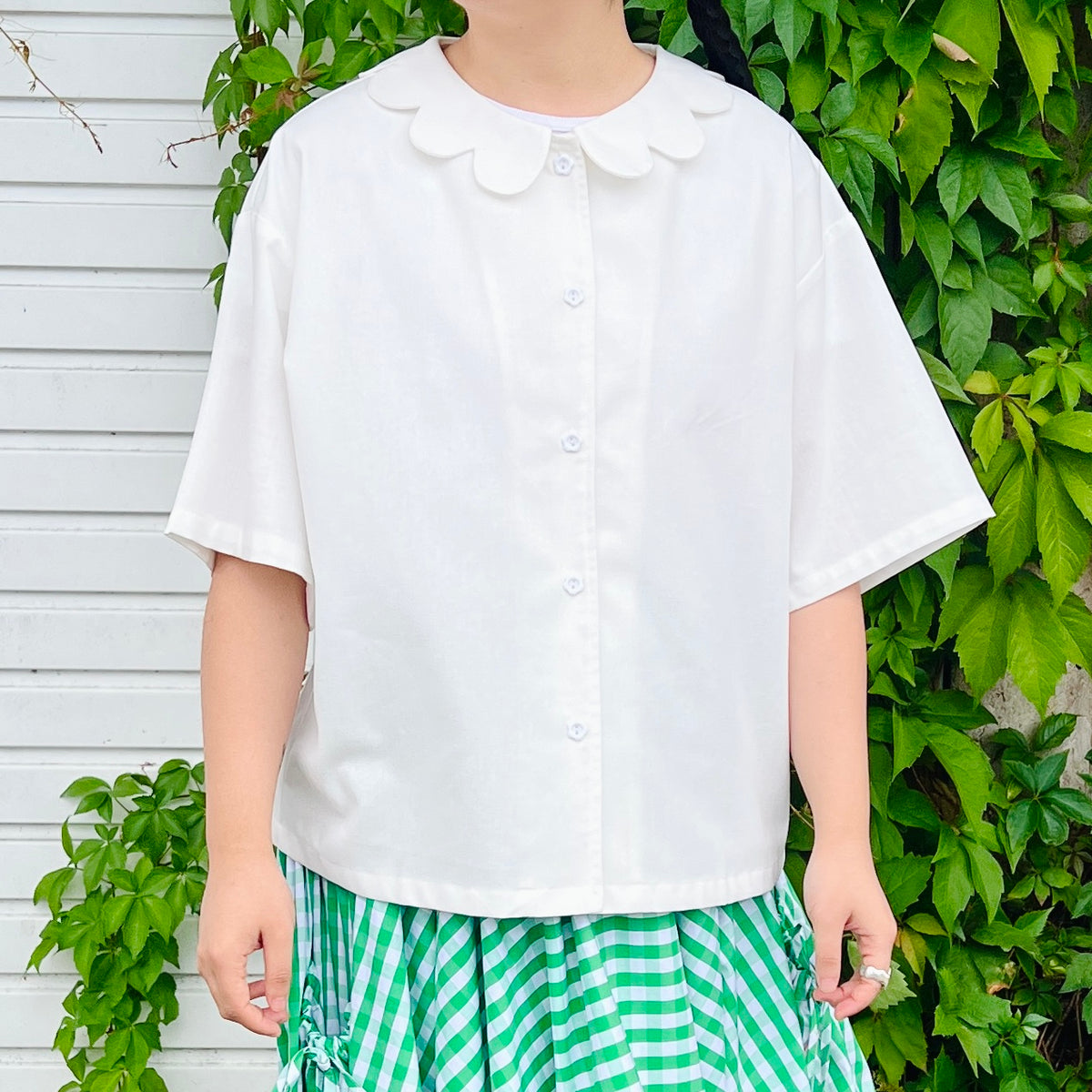 Petal Collar Oversize Shirt In Cream White 🍦