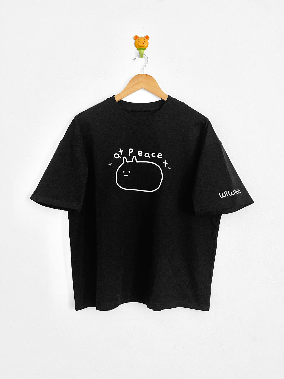 50% OFF At Peace Cat Embroidered Short Sleeve Oversized Unisex Cotton T-Shirt