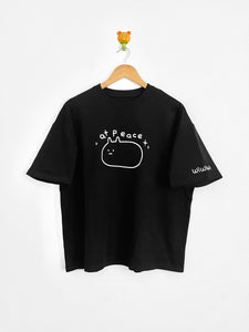 PREORDER At Peace cat embroidered short sleeve oversize cotton T-shirt