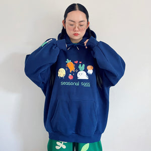 Seasonal SASS oversize cotton fleece hoodie (navy)