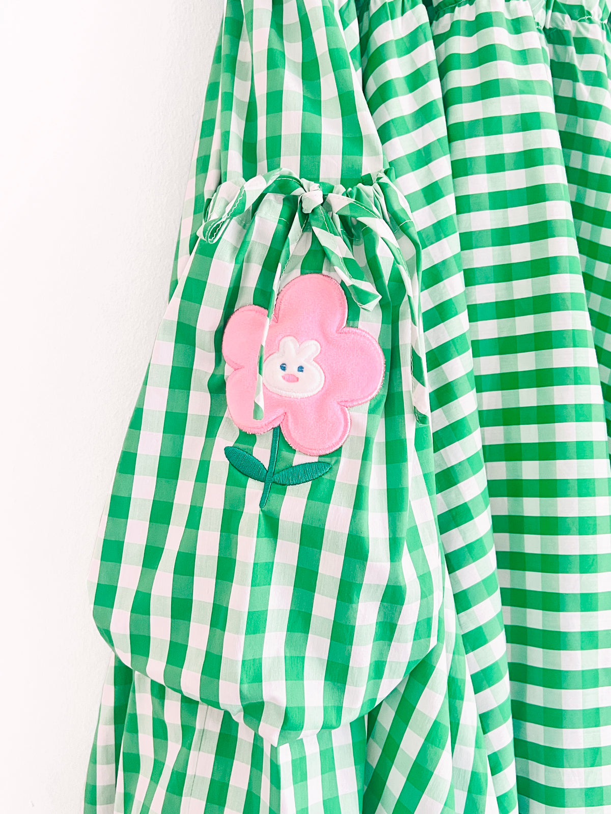 Happy Bunny Green Gingham Bubble Maxi Skirt