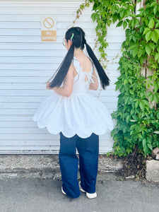 PREORDER Bunny cloud scallop hem top