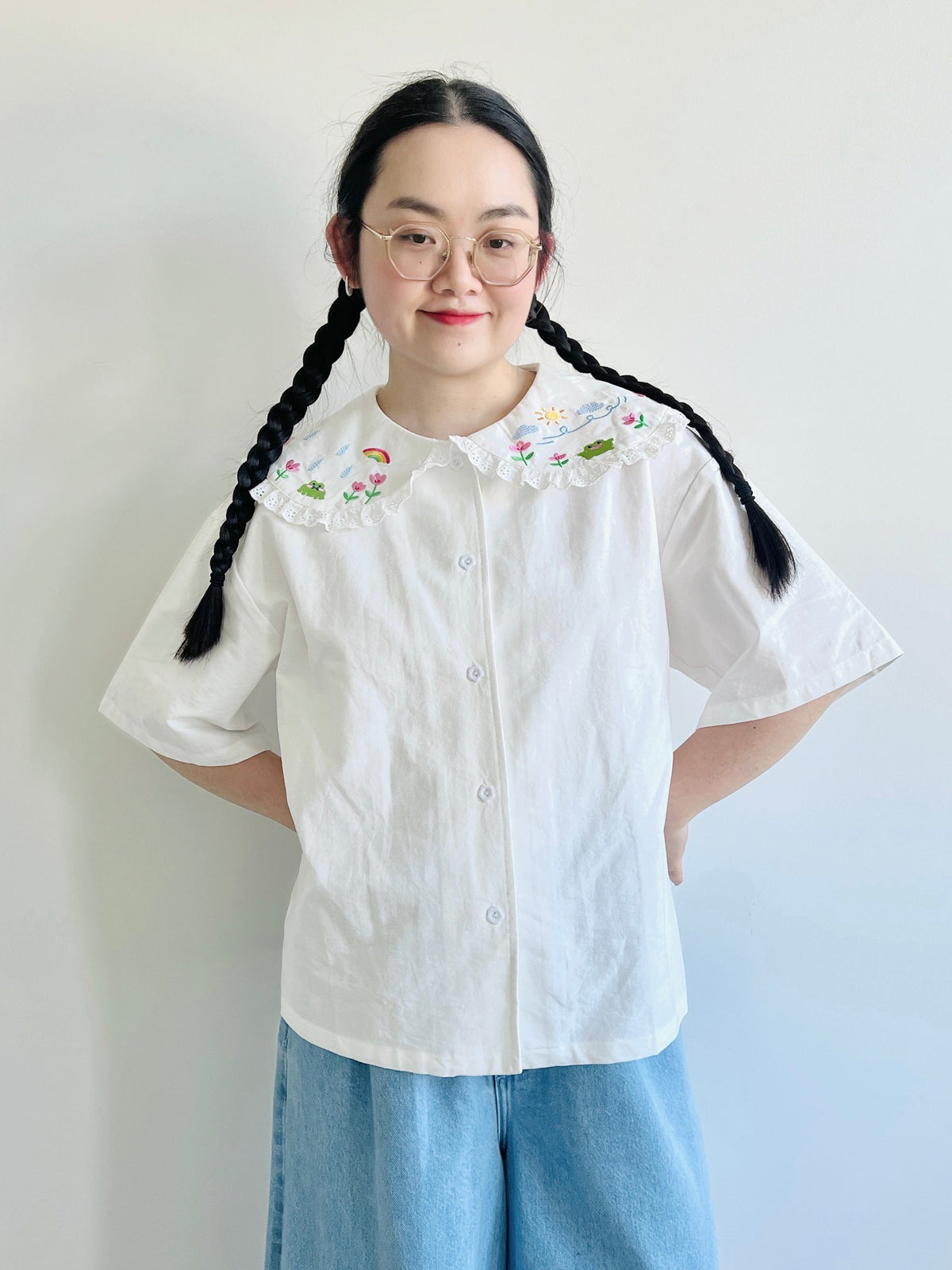 Let It Rain 🐸🌧️🌈 Big Collar Oversize Shirt