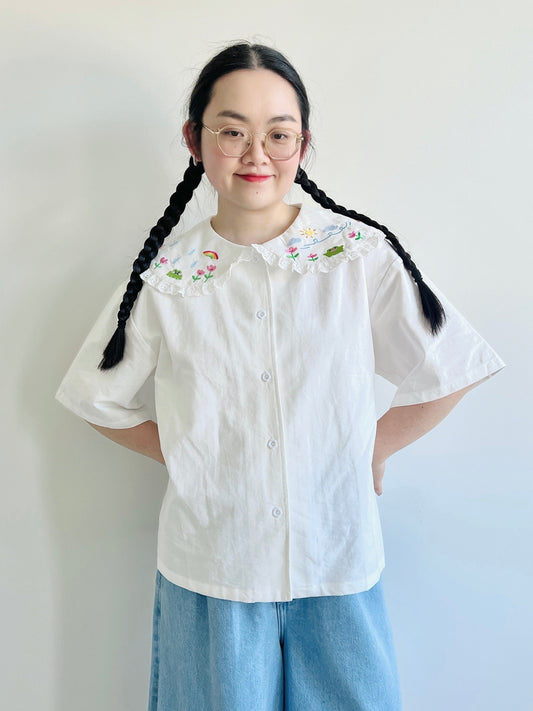Let It Rain 🐸🌧️🌈 Big Collar Oversize Shirt