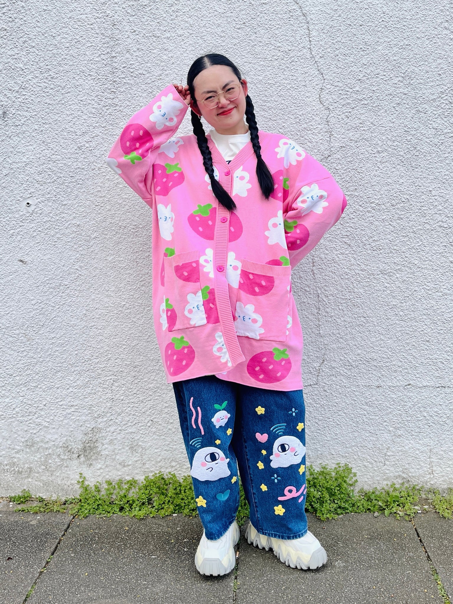 TOM Happy Bunny Strawberry Cardigan Yoyo The Ricecorpse tom-happy-bunny-strawberry-cardigan-yoyo-the-ricecorpse