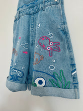PREORDER - UMI overalls 🌊Ponyo inspired scenic full illustration embroidered Umi 🐟🐠🐡denim overalls shorts