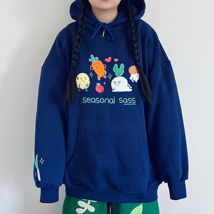 Seasonal SASS oversize cotton fleece hoodie (navy)