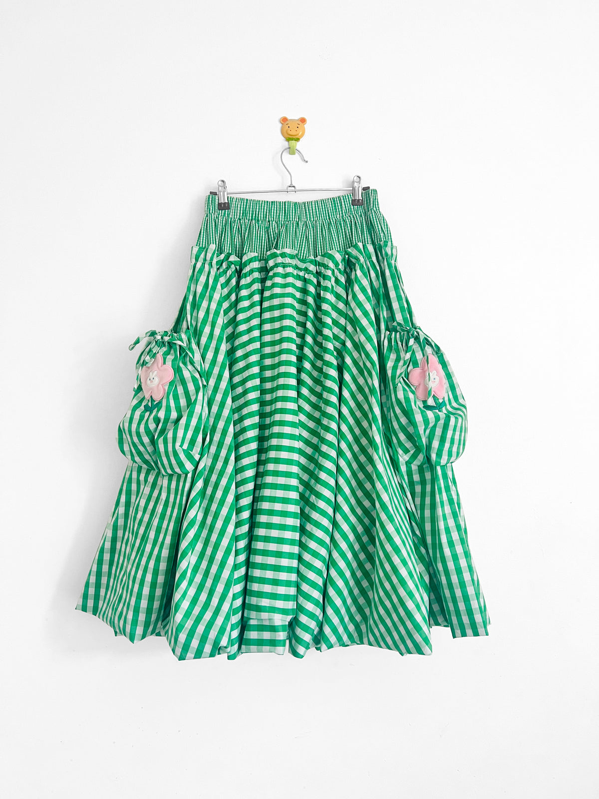 Happy Bunny Green Gingham Bubble Maxi Skirt